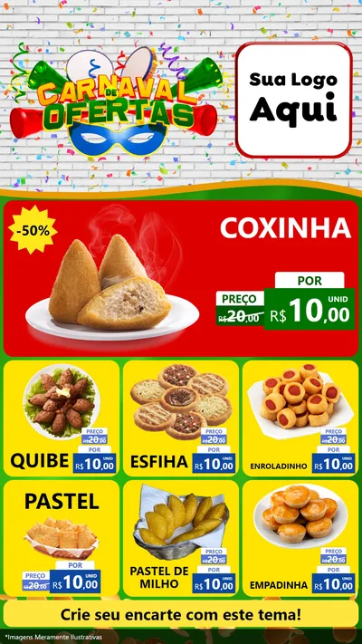 Modelo de Rede Social para Stories com o tema Carnaval de Ofertas para Salgadaria