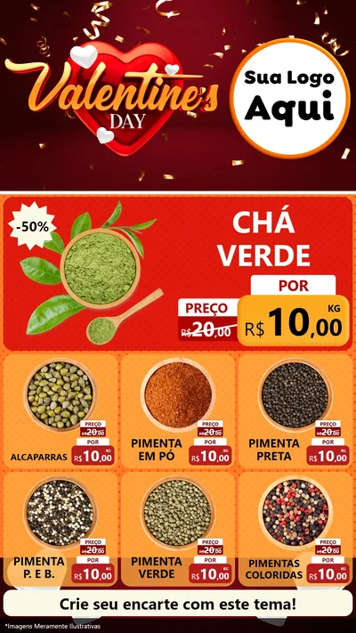Modelo de Rede Social para Stories com o tema Valentine's Day para Produtos Naturais