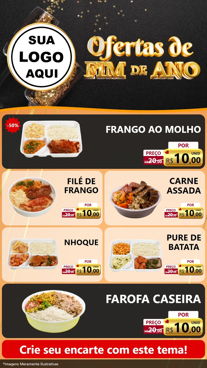 Modelo de TV para TV Vertical com o tema Ofertas de Fim de Ano para Restaurante