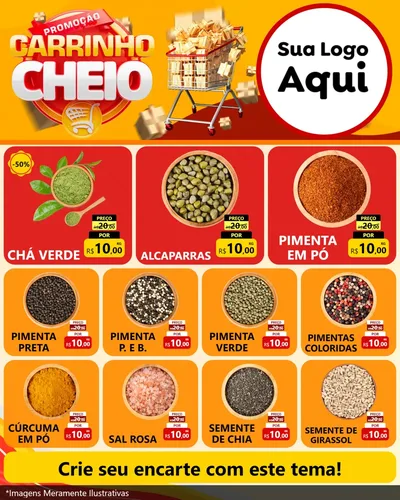 Modelo de Rede Social para Feed Instagram com o tema Promoção carrinho cheio para Produtos Naturais