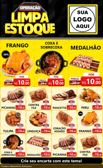 Modelo de Encarte para Encarte Grande com o tema Operação Limpa Estoque para Assados