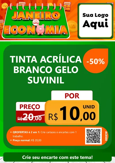 Modelo de Cartaz para Cartaz A4 Vertical com o tema Janeiro da Economia para Tintas e Ferramentas