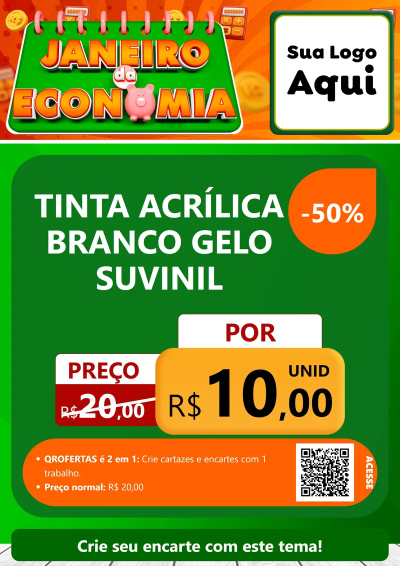 Modelo de Cartaz para Cartaz A4 Vertical com o tema Janeiro da Economia para Tintas e Ferramentas