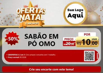 Modelo de Cartaz para Cartaz A4 Horizontal com o tema Ofertas De Natal E Ano Novo para Produtos de Limpeza