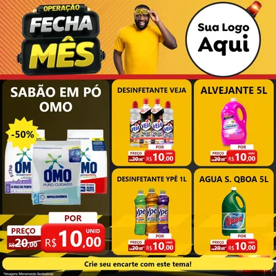 Modelo de Rede Social para Feed Facebook com o tema Operação Fecha Mês para Produtos de Limpeza