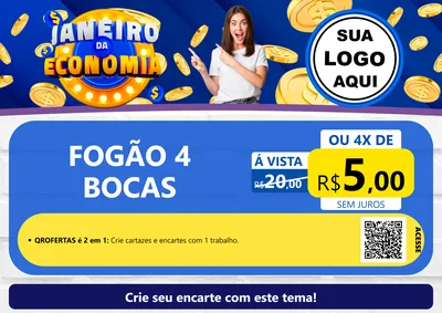 Modelo de Cartaz para Cartaz A4 Horizontal com o tema Janeiro da Economia para Móveis e Eletro