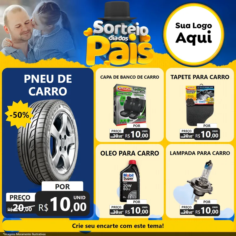 Modelo de Rede Social para Feed Facebook com o tema Sorteio Dia Dos Pais para Auto peças