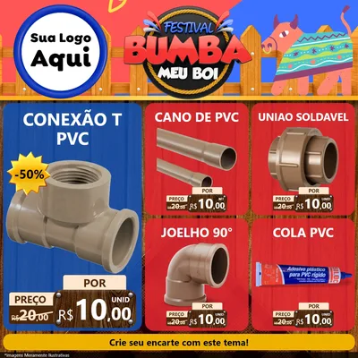 Modelo de Rede Social para Feed Facebook com o tema Festival Bumba Meu Boi para Tubos e conexões
