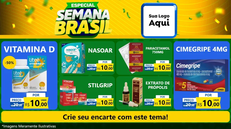 Modelo de TV para TV Horizontal com o tema Especial Semana do Brasil para Farmácia
