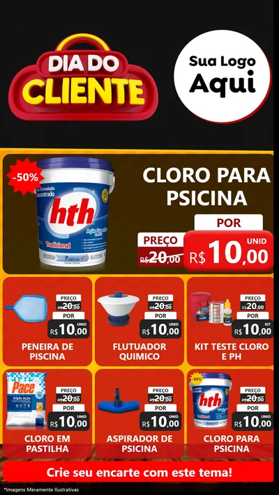 Modelo de Rede Social para Stories com o tema Dia do Cliente para Produtos para Piscina