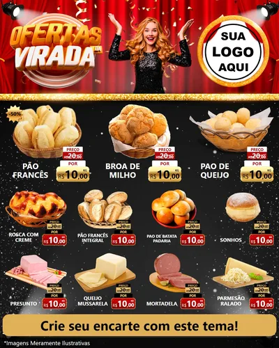 Modelo de Rede Social para Feed Instagram com o tema Ofertas da Virada para Padaria