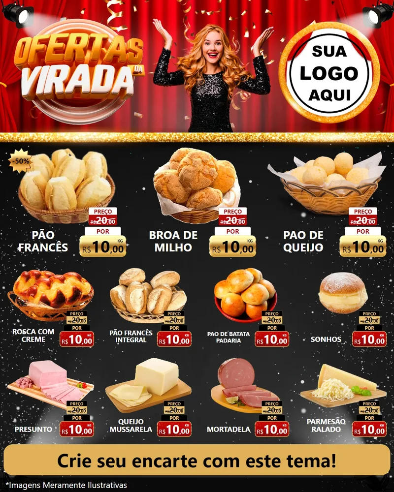 Modelo de Rede Social para Feed Instagram com o tema Ofertas da Virada para Padaria