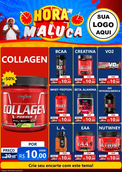 Modelo de Encarte para Encarte A4 Vertical com o tema Hora Maluca para Suplementos alimentares