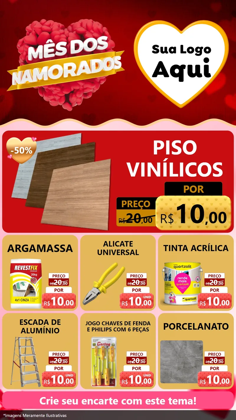 Modelo de Rede Social para Stories com o tema Mês dos Namorados para Material para Construção