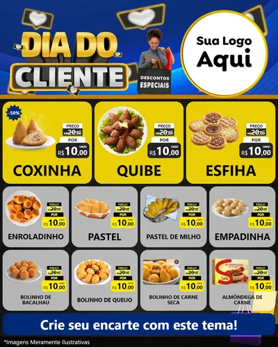Modelo de Rede Social para Feed Instagram com o tema Dia Do Cliente para Salgadaria