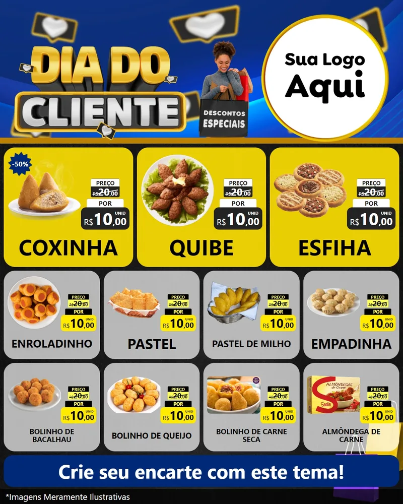 Modelo de Rede Social para Feed Instagram com o tema Dia Do Cliente para Salgadaria