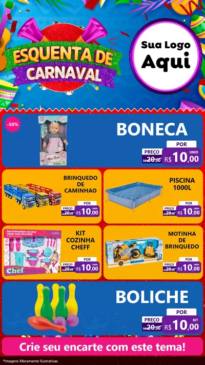 Modelo de TV para TV Vertical com o tema Esquenta de Carnaval para Brinquedos