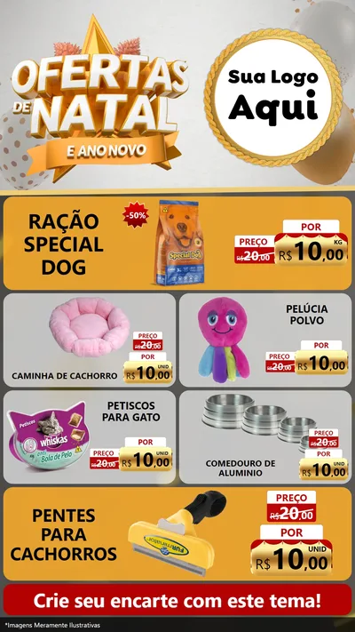 Modelo de TV para TV Vertical com o tema Ofertas De Natal E Ano Novo para Pet Shop
