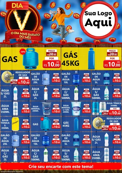 Modelo de Encarte para Encarte A4 Vertical com o tema Dia V - O Dia Mais Barato Do Mês para Água e gás