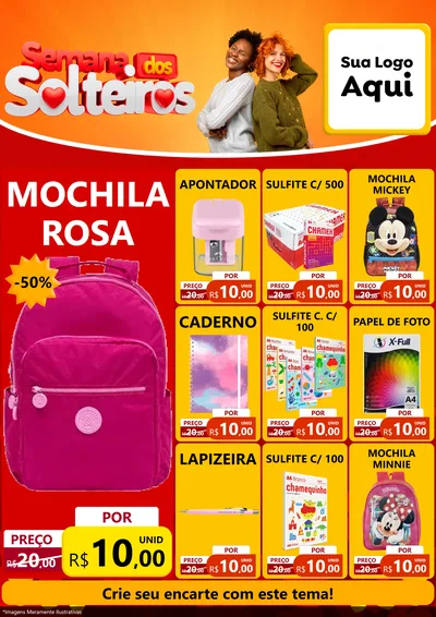 Modelo de Encarte para Encarte A4 Vertical com o tema Semana dos Solteiros para Papelaria