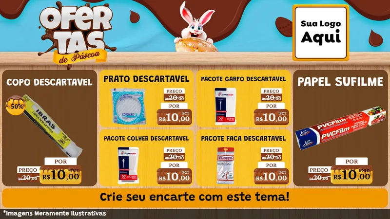 Modelo de TV para TV Horizontal com o tema Ofertas de Páscoa para Embalagens