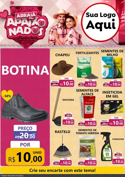 Modelo de Encarte para Encarte A4 Vertical com o tema Arraiá dos Apaixonados - Junina para Agropecuária
