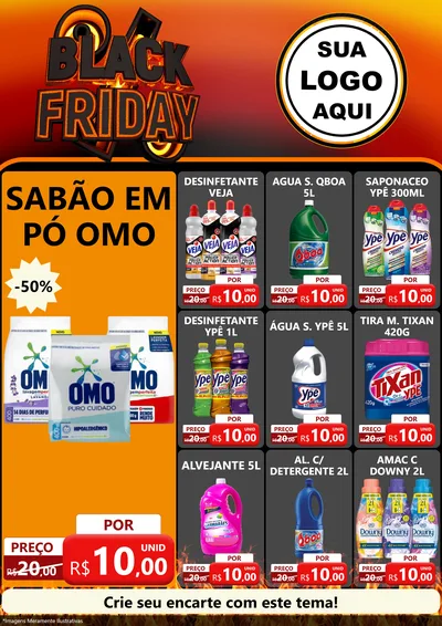 Modelo de Encarte para Encarte A4 Vertical com o tema Black Friday para Produtos de Limpeza