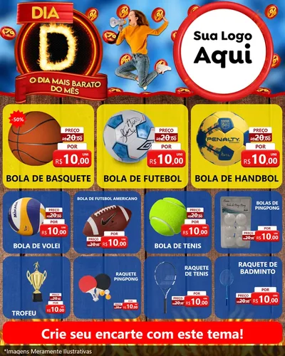 Modelo de Rede Social para Feed Instagram com o tema Dia D - O Dia Mais Barato Do Mês para Artigos Esportivos