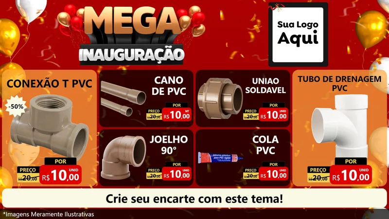 Modelo de TV para TV Horizontal com o tema Mega Inauguração para Tubos e conexões
