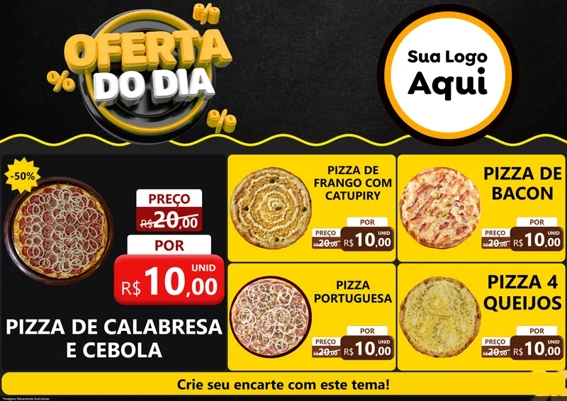 Modelo de Encarte para Encarte A4 Horizontal com o tema Oferta Do Dia para Pizzaria
