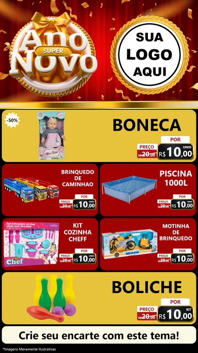 Modelo de TV para TV Vertical com o tema Super Ano Novo para Brinquedos