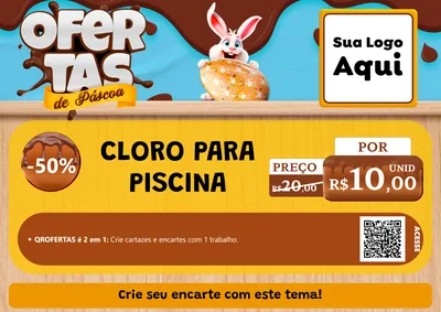 Modelo de Cartaz para Cartaz A4 Horizontal com o tema Ofertas de Páscoa para Produtos para Piscina