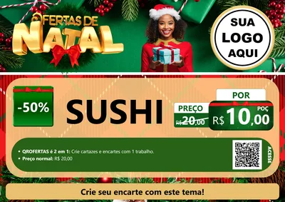 Modelo de Cartaz para Cartaz A4 Horizontal com o tema Ofertas de Natal para Comida japonesa