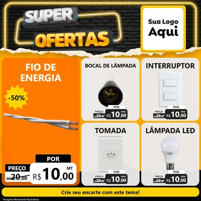 Modelo de Rede Social para Feed Facebook com o tema Super Ofertas para Materiais Elétricos