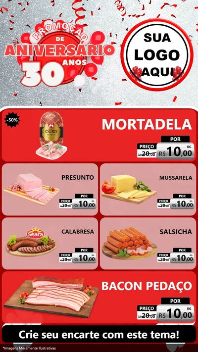 Modelo de TV para TV Vertical com o tema Promoção de Aniversário - 30 Anos para Frios e Laticínios