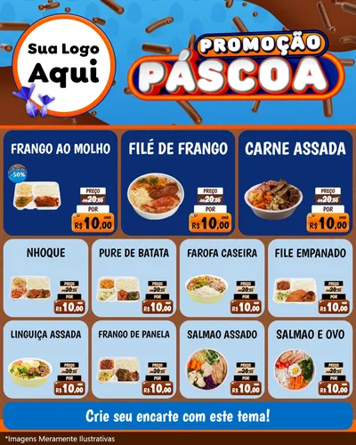 Modelo de Rede Social para Feed Instagram com o tema Promoção Páscoa para Restaurante