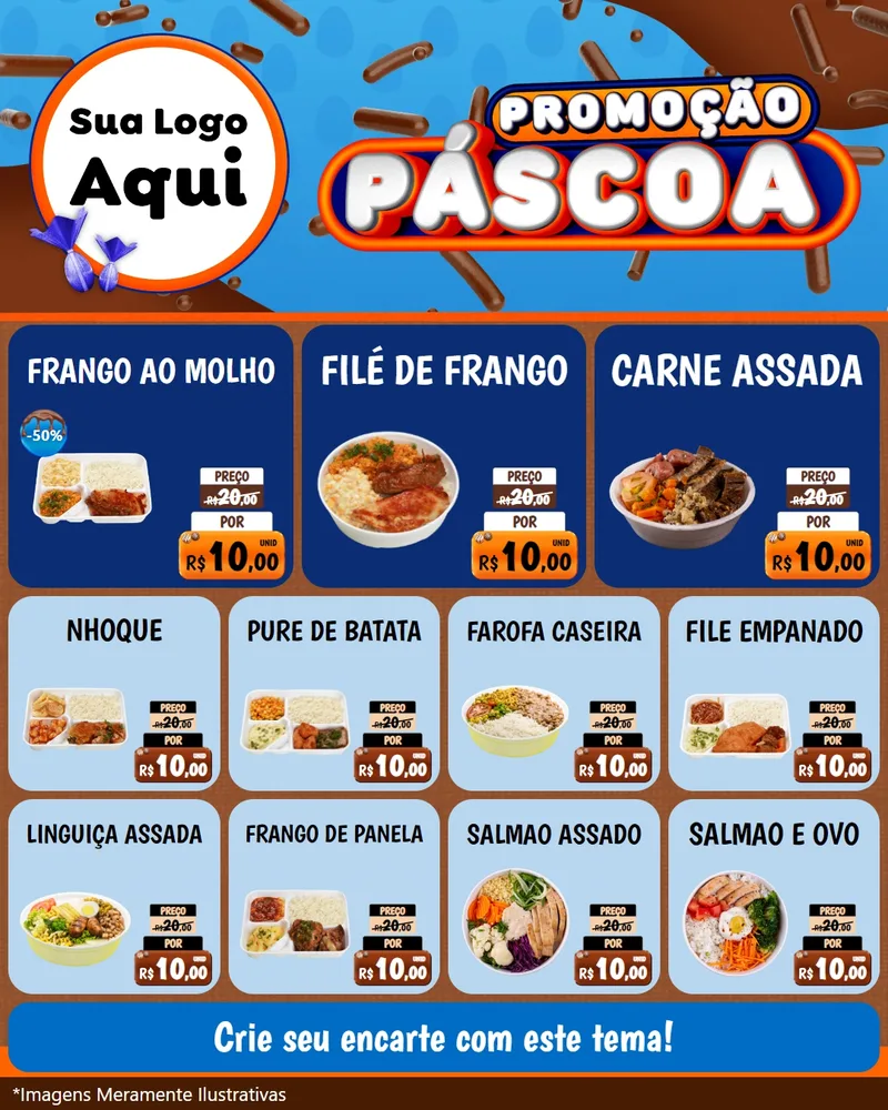 Modelo de Rede Social para Feed Instagram com o tema Promoção Páscoa para Restaurante