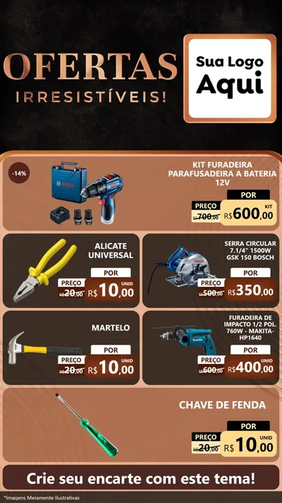Modelo de TV para TV Vertical com o tema Ofertas Irresistíveis! para Maquinas e Ferramentas
