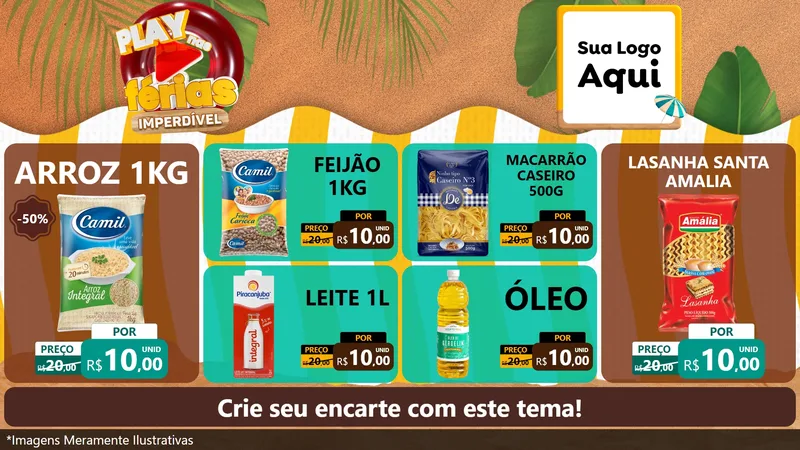 Modelo de TV para TV Horizontal com o tema Play Nas Férias Imperdível para Supermercado