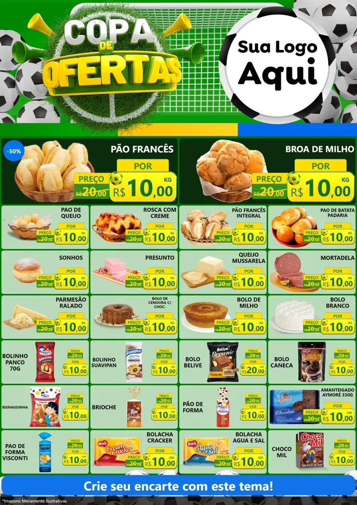 Modelo de Encarte para Encarte A4 Vertical com o tema Copa De Ofertas para Padaria
