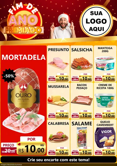 Modelo de Encarte para Encarte A4 Vertical com o tema Fim de Ano Premiado para Frios e Laticínios