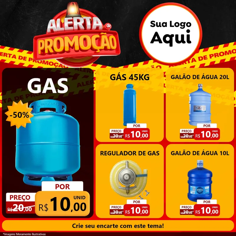 Modelo de Rede Social para Feed Facebook com o tema Alerta de Promoção para Água e gás