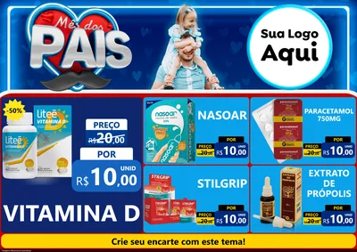 Modelo de Encarte para Encarte A4 Horizontal com o tema Mês Dos Pais para Farmácia