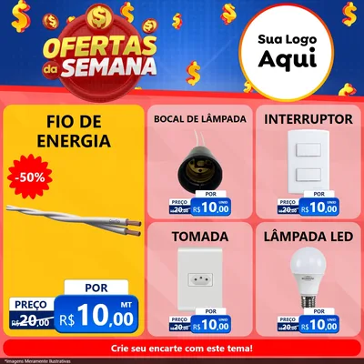 Modelo de Rede Social para Feed Facebook com o tema Ofertas Da Semana para Materiais Elétricos