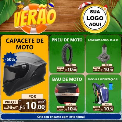 Modelo de Rede Social para Feed Facebook com o tema Verão para Moto peças
