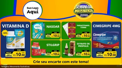 Modelo de TV para TV Horizontal com o tema Semana da Independência Declaramos Preços Baixos para Farmácia