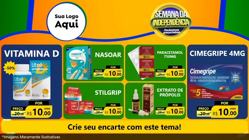 Modelo de TV para TV Horizontal com o tema Semana da Independência Declaramos Preços Baixos para Farmácia