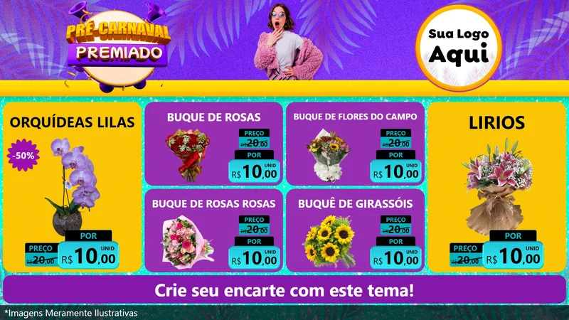 Modelo de TV para TV Horizontal com o tema Pré-Carnaval Premiado para Floricultura e jardim