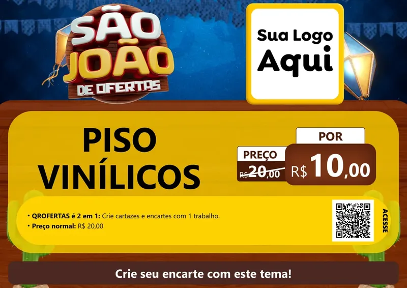 Modelo de Cartaz para Cartaz A4 Horizontal com o tema São João Ofertas Imbatíveis! - Junina para Material para Construção