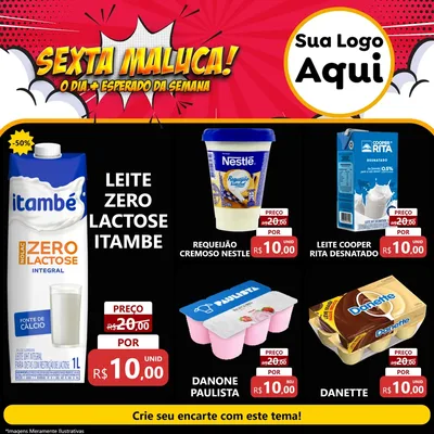 Modelo de Rede Social para Feed Facebook com o tema Sexta Maluca! para Frios e Laticínios